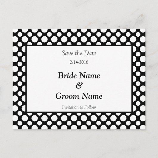 日付の白い水玉模様葉書を保存 案内ポストカード (正面)