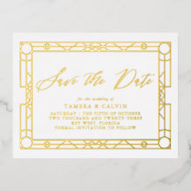 日付の白い金ゴールドエレガント装飾枠の保存