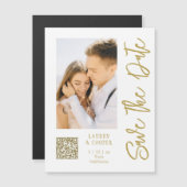 日付の白い金ゴールドスタイリッシュのモダン結婚保存 (正面/裏面)