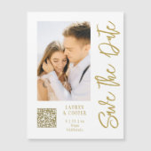 日付の白い金ゴールドスタイリッシュのモダン結婚保存 (正面)