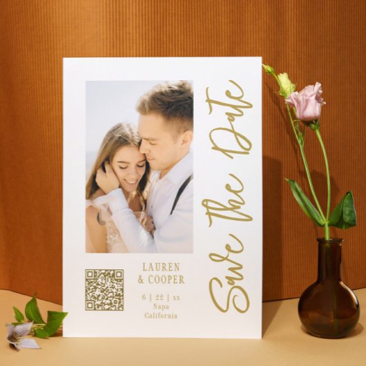 日付の白い金ゴールドスタイリッシュのモダン結婚保存