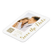 日付の白い金ゴールドスタイリッシュのモダン結婚保存 マグネット (左側)