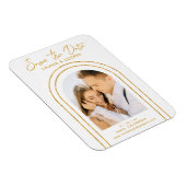 日付の白い金ゴールドスタイリッシュアールデコ結婚 マグネット (右側)