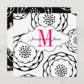 日付の白黒のピンクの結婚式招待状を救って下さい セーブザデート (正面/裏面)