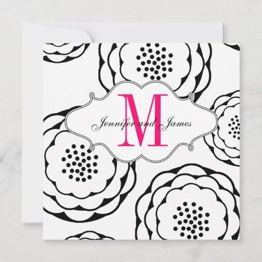 日付の白黒のピンクの結婚式招待状を救って下さい セーブザデート (正面)