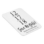 日付の白黒スクリプトのモダン保存 マグネット (右側)