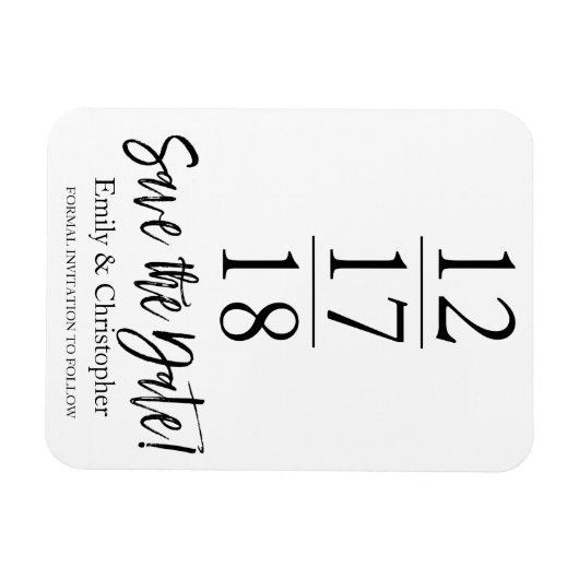 日付の白黒スクリプトのモダン保存 マグネット (横)