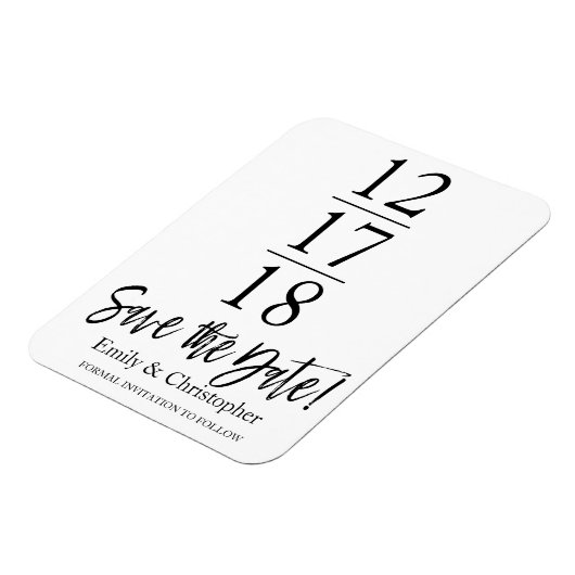 日付の白黒スクリプトのモダン保存 マグネット (左側)