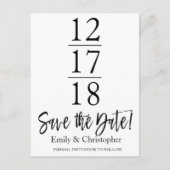 日付の白黒スクリプトのモダン保存 案内ポストカード (正面)