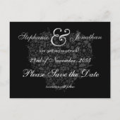 日付の白黒ハートポストカードの保存 案内ポストカード (裏面)