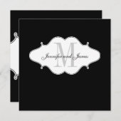 日付の白黒結婚式招待状を救って下さい セーブザデート (正面/裏面)