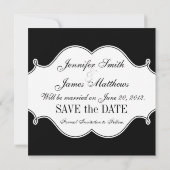 日付の白黒結婚式招待状を救って下さい セーブザデート (裏面)