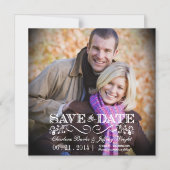 日付の磁気素朴写真を結婚保存 マグネット招待状 (正面)
