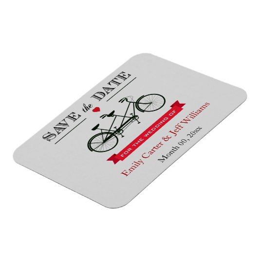 日付の磁石を保存するタンデム自転車の結婚式 マグネット (左側)