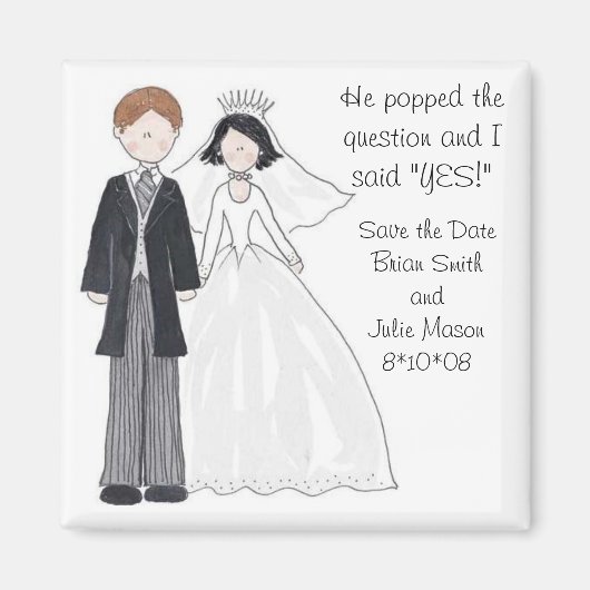 日付の磁結婚石を保存 マグネット (正面)