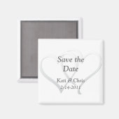 日付の磁結婚石を2つのハートで保存 マグネット (正面/裏面)