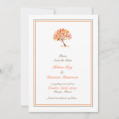 日付の秋のテーマの木平らなカードを救って下さい セーブザデート (正面)