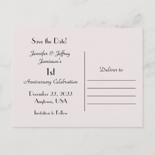 日付の第1記念パーティーのヴィンテージの郵便はがきを救って下さい 案内ポストカード (裏面)