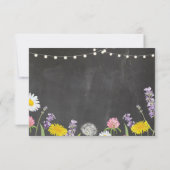 日付の素朴なチョークの野生花の招待を救って下さい セーブザデート (裏面)