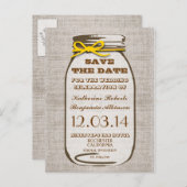 日付の素朴なバーラップ・メイソンの瓶を除く 案内ポストカード (正面/裏面)