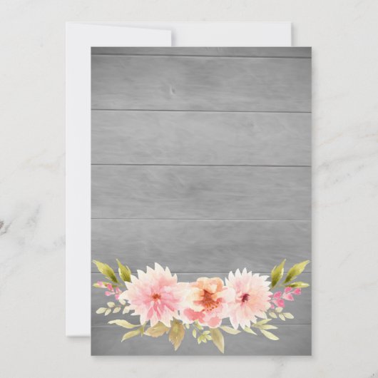 日付の素朴なフォトカードダリア花を保存 セーブザデート (裏面)