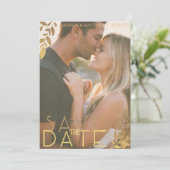 日付の素朴な招待のヴィンテージの金ゴールドを救って下さい セーブザデート (スタンド正面)