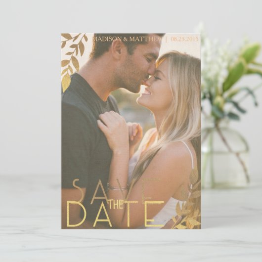 日付の素朴な招待のヴィンテージの金ゴールドを救って下さい セーブザデート (スタンド正面)