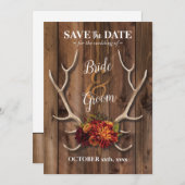 日付の素朴な木材の背景を〔雄ジカの〕枝角で保存 (正面/裏面)