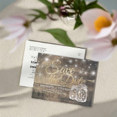 日付の素朴な木製のメーソンジャーのひもライトを救って下さい 案内ポストカード