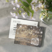 日付の素朴な木製のメーソンジャーのひもライトを救って下さい 案内ポストカード