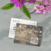 日付の素朴な木製のメーソンジャーのひもライトを救って下さい 案内ポストカード