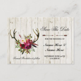 日付の素朴な(雄ジカの)枝角の雄鹿の花の招待を救って下さい セーブザデート