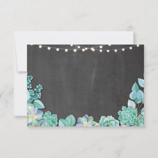 日付の素朴なSucculentsの真新しいチョークの招待を救って下さい セーブザデート (裏面)