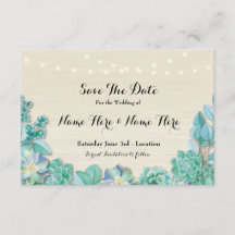 日付の素朴なSucculents真新しいライト招待を救って下さい