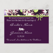 日付の紫とライムデイジーの保存 案内ポストカード (裏面)