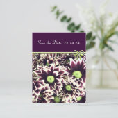 日付の紫とライムデイジーの保存 案内ポストカード (スタンド正面)