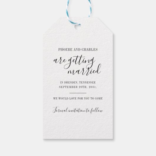 日付の紫のフローラの保存 ギフトタグ (裏面)