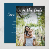 日付の結婚スモダントシンプルの写真の保存 招待状 (正面/裏面)