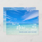 日付の結婚ビーチを変更 案内ポストカード (正面/裏面)