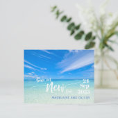 日付の結婚ビーチを変更 案内ポストカード (スタンド正面)