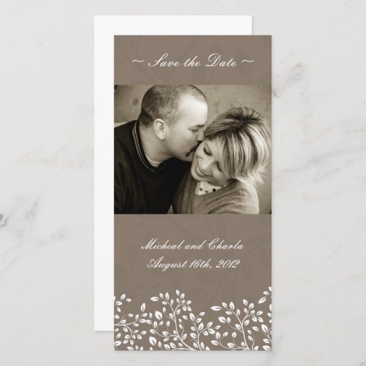 日付の結婚フォトカードの保存(4x8) セーブザデート (正面/裏面)