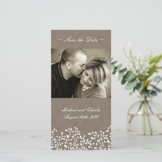 日付の結婚フォトカードの保存(4x8) セーブザデート (スタンド正面)