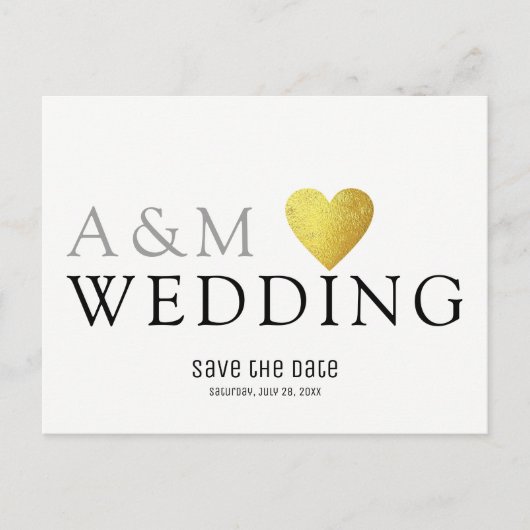 日付の結婚保存招待状のlove'sはがき 案内ポストカード (正面)