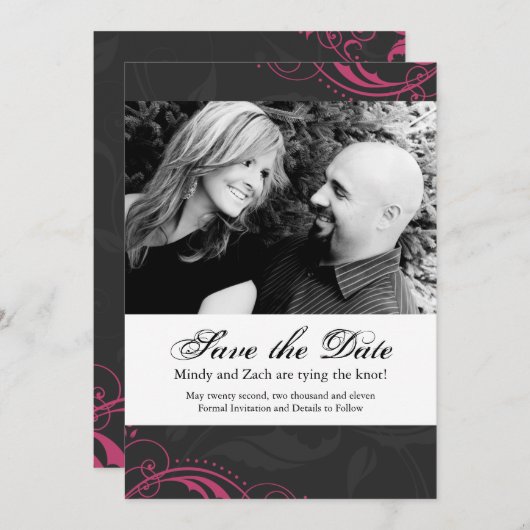 日付の結婚式のテンプレートを救って下さい セーブザデート (正面/裏面)