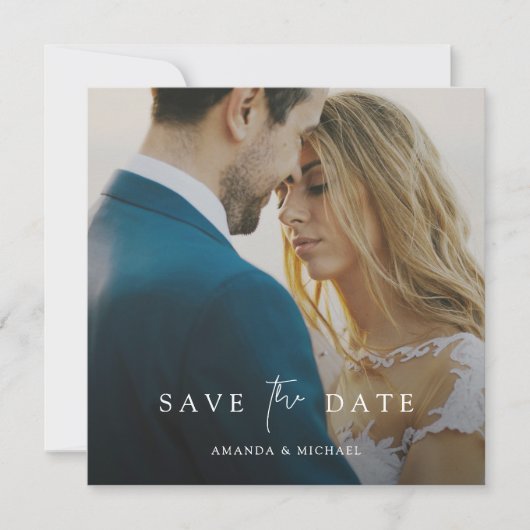 日付の結婚式の招待テンプレートを写真で保存 セーブザデート (正面)