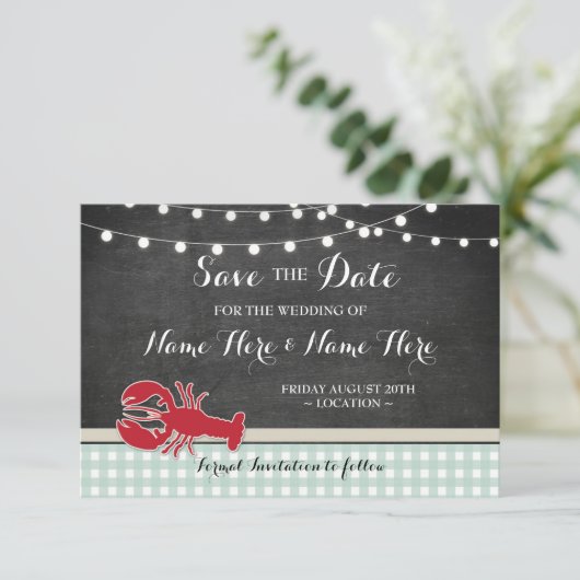 日付の結婚式のCrawfishの沸騰ロブスターの招待を救って下さい セーブザデート (スタンド正面)