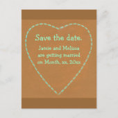 日付の結婚式はがき、ターコイズハートを保存 案内ポストカード (正面)