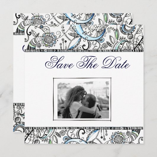 日付の結婚式招待状を救って下さい 招待状 (正面/裏面)