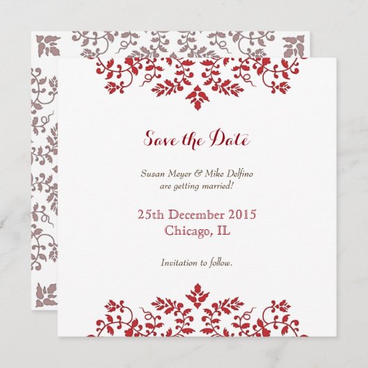 日付の結婚式招待状・カードのディスクを保存 招待状 (正面/裏面)