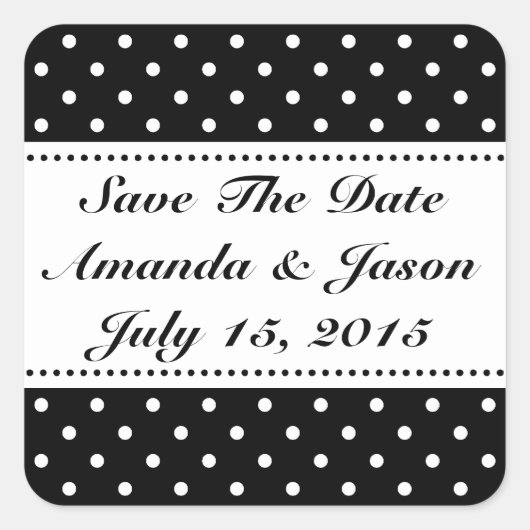 日付の結婚式用シールを救って下さい スクエアシール (正面)